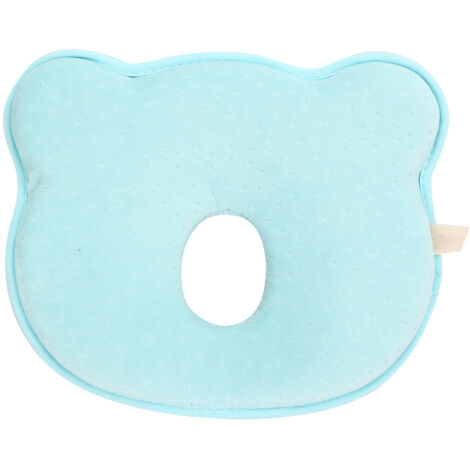 Oreiller anti-tête plate pour nouveau-né, support de sommeil doux et confortable, ours bleu