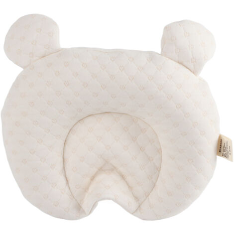 Oreiller Bébé en Latex Naturel, Coussin Ergonomique pour Nourrisson 0-12 Mois avec Housse Lavable, Motif Ours Blanc