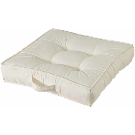 Oreiller carré en coton rembourré 50x50 cm avec poignée de salon Beige