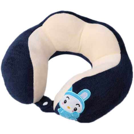 Oreiller cervical en forme de U, portable et mignon, idéal pour les siestes au bureau et les siestes en voyage ou en voiture. Double broderie de lapins.