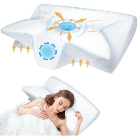 Oreiller cervical en mousse à mémoire de forme - Oreiller ergonomique en mousse à mémoire de forme, oreiller orthopédique pour la nuque, idéal pour les personnes dormant sur le côté, le dos ou le vent