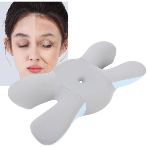 Oreiller cervical en nylon et polyuréthane à rebond lent, bleu, pour dormir sur le dos, le ventre ou le côté.