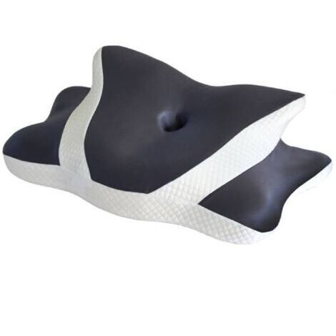 Oreiller cervical ergonomique 2 en 1 en mousse à mémoire de forme, oreiller orthopédique pour dormir sur le côté et sur le dos, oreiller papillon, 60 x 40 x 14 cm (gris foncé)