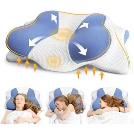 Oreiller cervical - Oreiller orthopédique pour les douleurs aux épaules et au cou, oreiller en mousse à mémoire de forme pour les personnes dormant sur le ventre, le dos et le côté, oreiller ergonomiq