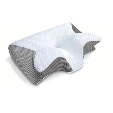 Oreiller cervical viscoélastique, oreiller orthopédique ergonomique 2 en 1, soulage les douleurs cervicales, 1 pièce (gris)