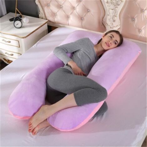Oreiller/ Coussin De Grossesse en Forme de U, Oreiller de Maternité latéral Multifonctionnel, Soutient Tout Le Corps- violet