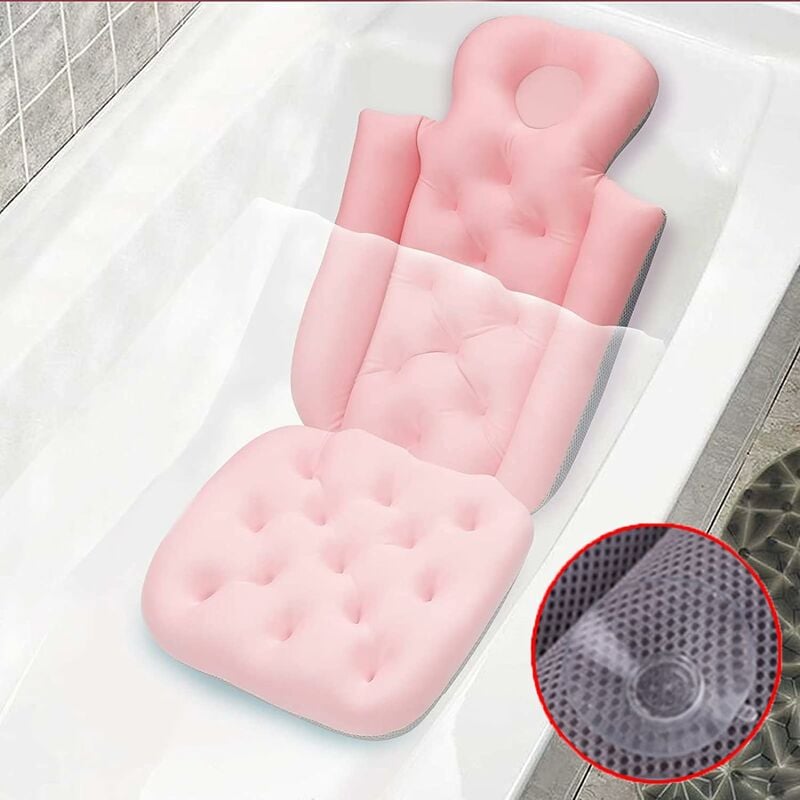 Oreiller de baignoire complet avec 10 ventouses puissantes, mise à niveau et allongement du coussin de baignoire, oreiller de baignoire spa