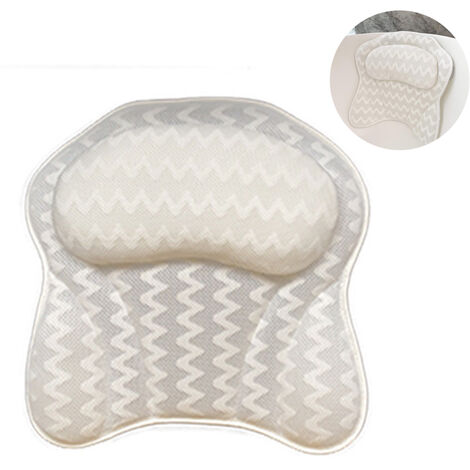 Oreiller De Baignoire, Oreiller De Baignoire, Oreiller De Bain À Remous, Baignoire Avec Technologie 3D Air Mesh Et 6 Ventouses Pour La Relaxation De La Tête Dans Les Baignoires