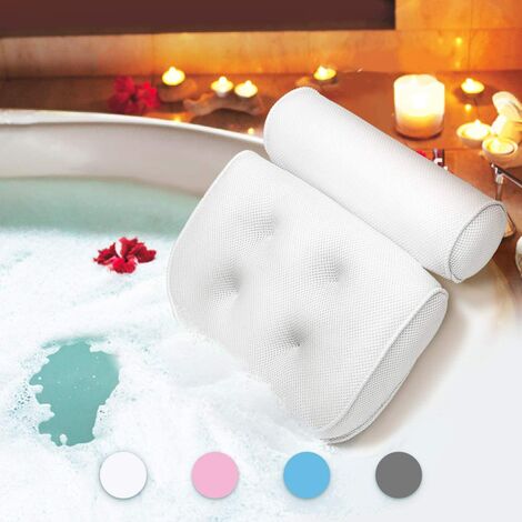 Oreiller de baignoire oreiller de bain étanche tête et cou tapis de bain moussant avec ventouse accessoires de bain cadeau produits de loisirs blanc Carivent