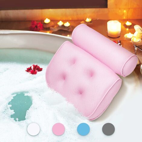 Oreiller de baignoire oreiller de bain étanche tête et cou tapis de bain moussant avec ventouse accessoires de bain cadeau produits de loisirs rose