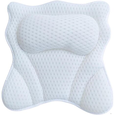 Oreiller De Bain Imperméable Avec 2 Ventouses - Coussin Baignoire Ergonomique Rose - Confort Nuque Et Tête