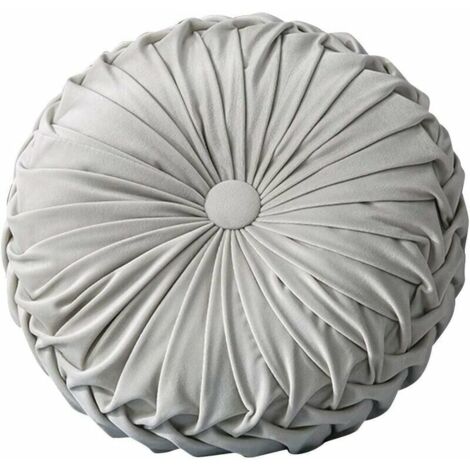 Oreiller de coussin de sol rond, coussin de méditation en velours oreiller de méditation à plis de citrouille, adapté pour canapé-lit, décoration de voiture, 14 pouces (type E), p Coussin et housse de