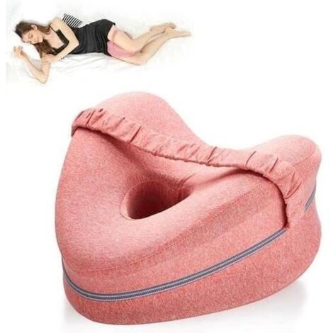 Oreiller de genou à soutien avec Mousse à mémoire pour dormeurs latéraux - Rose - Confort moelleux - Lavable