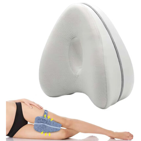 Oreiller de Genou pour Dormeurs Latéraux – Coussin de Jambe en Mousse à Mémoire, Soulagement Sciatique et Douleurs de Hanche, Blanc
