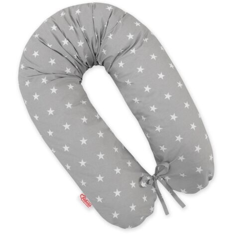 Oreiller de grossesse plus long pour dormir avec housse amovible – Étoiles sur gris