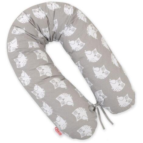 Oreiller de grossesse plus long pour dormir avec housse amovible - Gray Owls