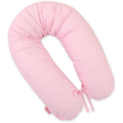Oreiller de grossesse plus long pour femmes enceintes avec housse amovible - Pois rose