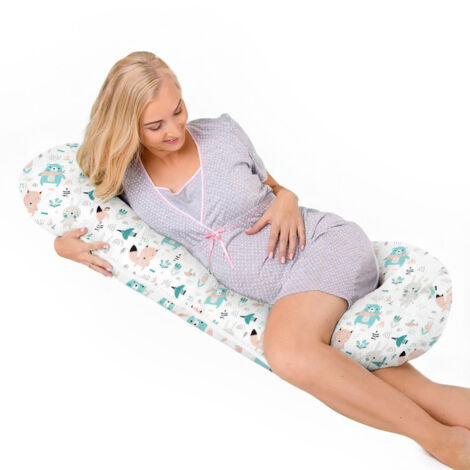Oreiller de grossesse type C pour dormir sur le côté et allaiter - Animaux pastel