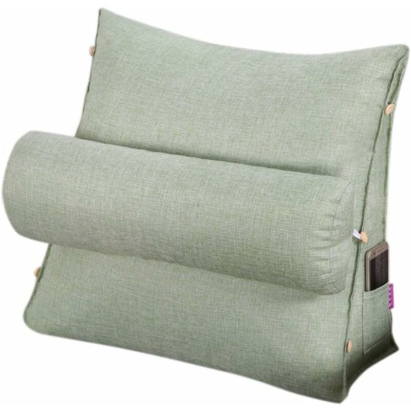 Oreiller de lecture et de télévision, oreiller de coussin de cale de dos avec réglable et poches, oreiller de dos de triangle, oreiller de lit de