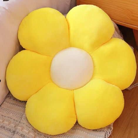 Oreiller de Sol à Fleurs Mignon Coussin de décoration Indie Oreiller pour Filles Jouets en Peluche pour Enfants Lecture de Coin pour Regarder la télévision (Jaune, 30cm)