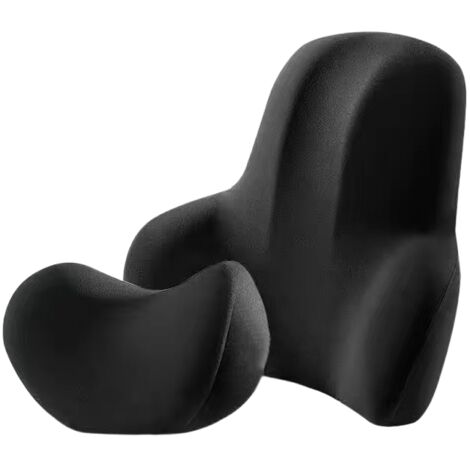 Oreiller de soutien lombaire mémoire de forme couleur café, taie polyester unie, compatible avec dossier et petit oreiller