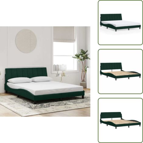 Oreiller de tête de lit - vidaXL Cadre de lit sans matelas Hanko vert foncé 160x200 cm velours - Matelas