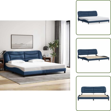 Oreiller de tête de lit - vidaXL Cadre de lit sans matelas Hvar bleu 200x200 cm tissu - Matelas