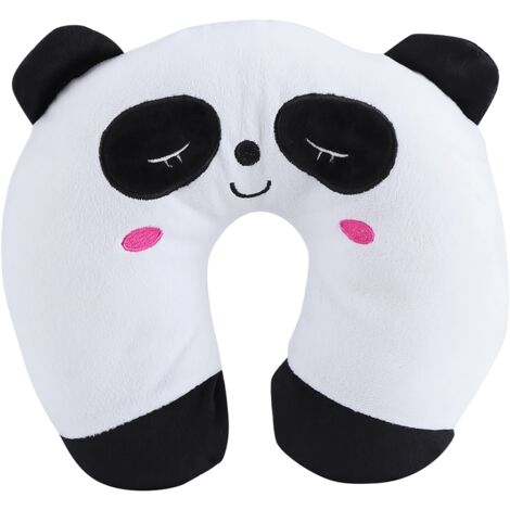 Oreiller de voyage en forme de U pour animaux, coussin de repos pour tête en voiture, doux et confortable, design panda.