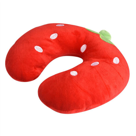 Oreiller de Voyage en Forme de U pour Bébé - Coussin de Siège Auto Doux (Fraise)