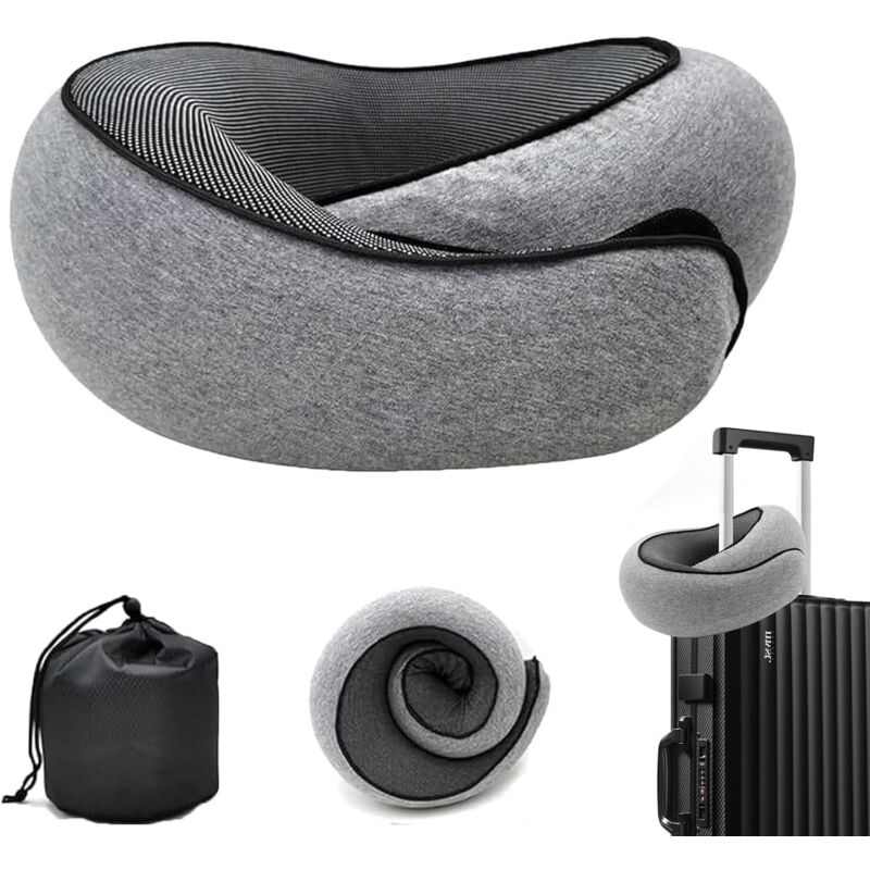 Oreiller de Voyage, Oreiller de Cou de Voyage, Oreiller de Cou de Voyage 360° pour L'avion, Oreiller d'avion en Mousse à Mémoire de Forme, Coussin de