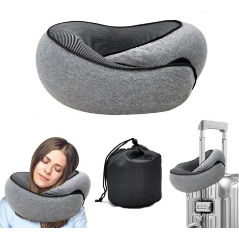 Coussin Nuque Ergonomique Long Vol Oreiller Voyage SARISUN - Support 360° Avec Masque Yeux Intégré Avion Oreiller Avion Ergonomique