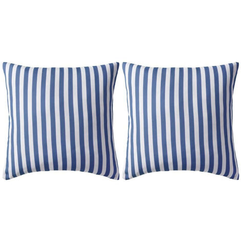 Oreiller d'extérieur 2 pcs Impression rayure 45x45 Bleu