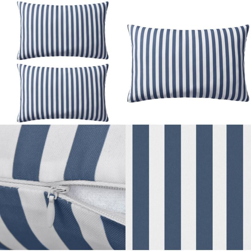 Vidaxl - Oreiller d'extérieur 2 pcs Impression rayure 60 x 40 cm Bleu - oreiller d'extérieur - oreillers d'extérieur - Home & Living - Bleu