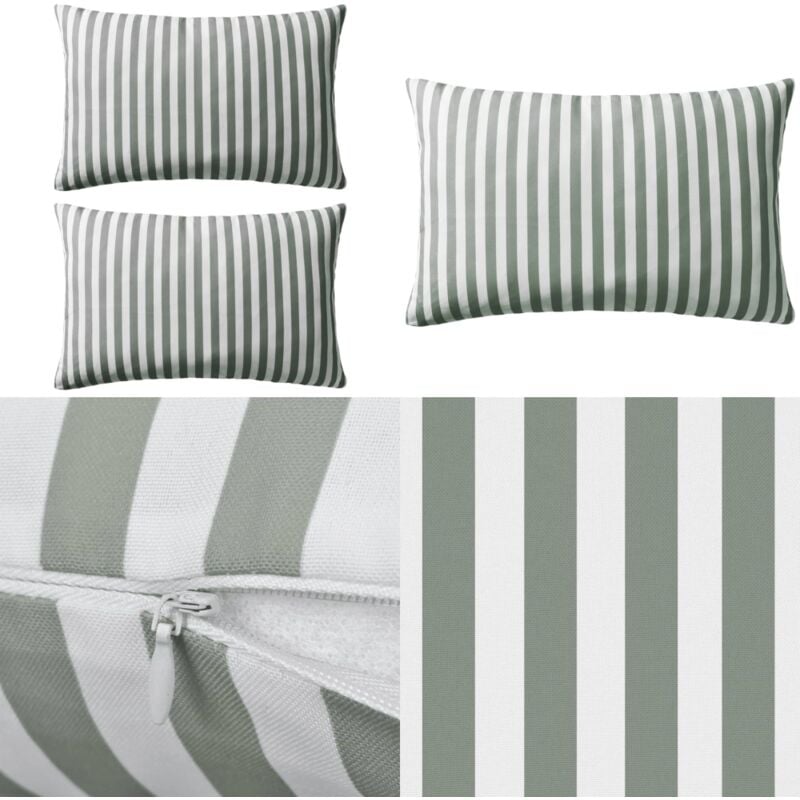 Vidaxl - Oreiller d'extérieur 2 pcs Impression rayure 60 x 40 cm Gris - oreiller d'extérieur - oreillers d'extérieur - Home & Living - Gris