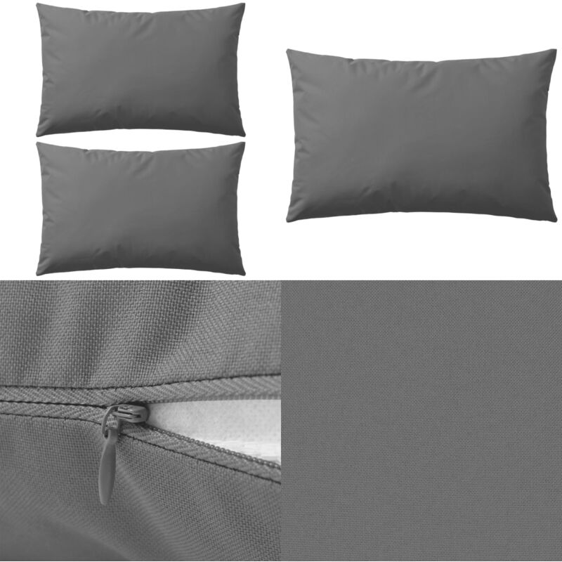 Vidaxl - Oreiller d'extérieur 2 pièces 60 x 40 cm Gris - oreiller d'extérieur - oreillers d'extérieur - Home & Living - Gris