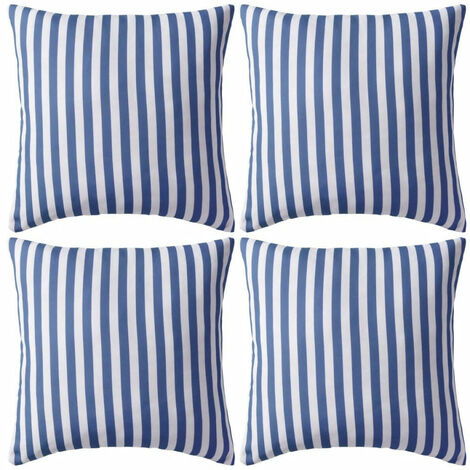 Oreiller d'extérieur 4 pcs Impression rayure 45x45 Bleu