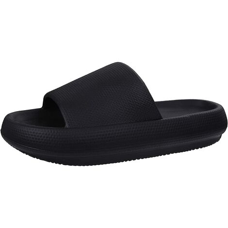 Oreiller doux toboggan sandales pour femmes hommes antidérapant douche chaussures bain pantoufles été plage diapositives Black40-41