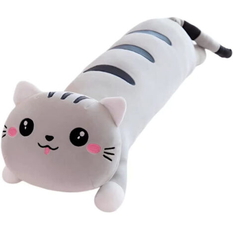 Oreiller en peluche longue pour chat, oreiller moelleux gris pour dormir