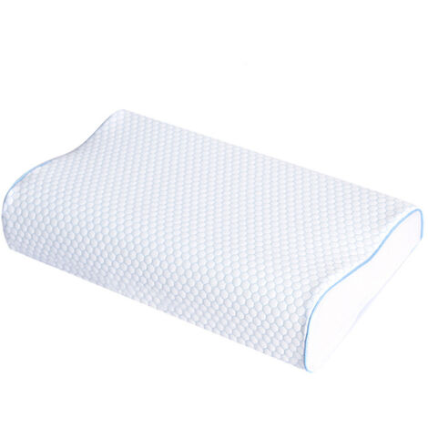 Oreiller ergonomique à motif ondulé bleu – Tissu respirant double maille – Dimensions 50 × 30 cm – Hauteur 10 / 7 cm