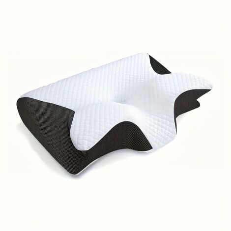 Oreiller ergonomique anti-ronflement en mousse à mémoire de forme , Pour dormir sur le côté et le dos – Housse lavable en coton ,62x37x12cm, Noir