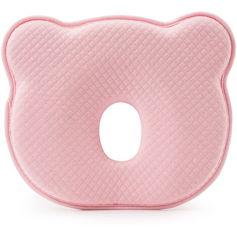 Oreiller Ergonomique Bébé Anti-Tête Plate en Mousse Mémoire, Coussin d'Allaitement 3D Respirant Rose