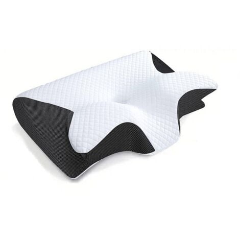 COOCHEER Oreiller Ergonomique Cervical, 2 en 1 Oreiller Orthopédique à Mémoire de Forme pour la Nuque, Coussin pour Dormir sur Le Côté et sur Le Dos, 62x37x12cm (noir)