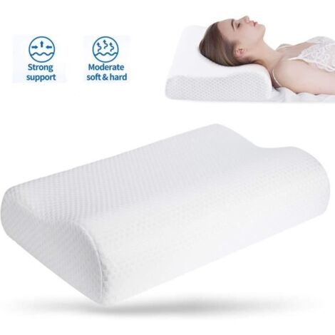 Oreiller Ergonomique - Mémoire de Forme - Fibre de Bambou - Lavable - 50x30x10/7cm - Confort Ferme
