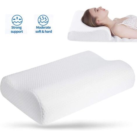 Oreiller Ergonomique - Mémoire de Forme - Fibre de Bambou - Lavable - 50x30x10/7cm - Confort Ferme