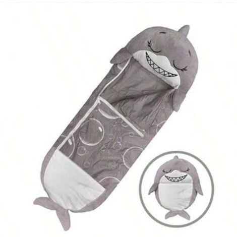 Oreiller et Gigoteuse : Requin Gris, peluche qui s'ouvre en gigoteuse, personnage de jeu doux et de sieste, adapté aux enfants de plus de 3 ans 16060cm