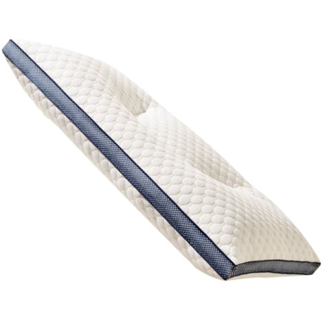 Oreiller fin en coton tricoté, 74 x 48 x 11 cm, idéal pour dormir sur le ventre. Garnissage en mousse à mémoire de forme, blanc