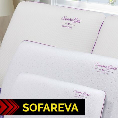 Oreiller mémoire de forme 40x70 cm – Soutien mi-ferme – Mousse thermo-viscoélastique – Coutil déhoussable blanc – Sofareva