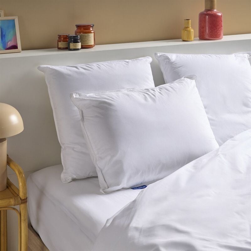 Bleu Calin - Oreiller Mémoire de forme Mixte Anti-acariens - Confort réglable ouverture zippée - 50x70cm