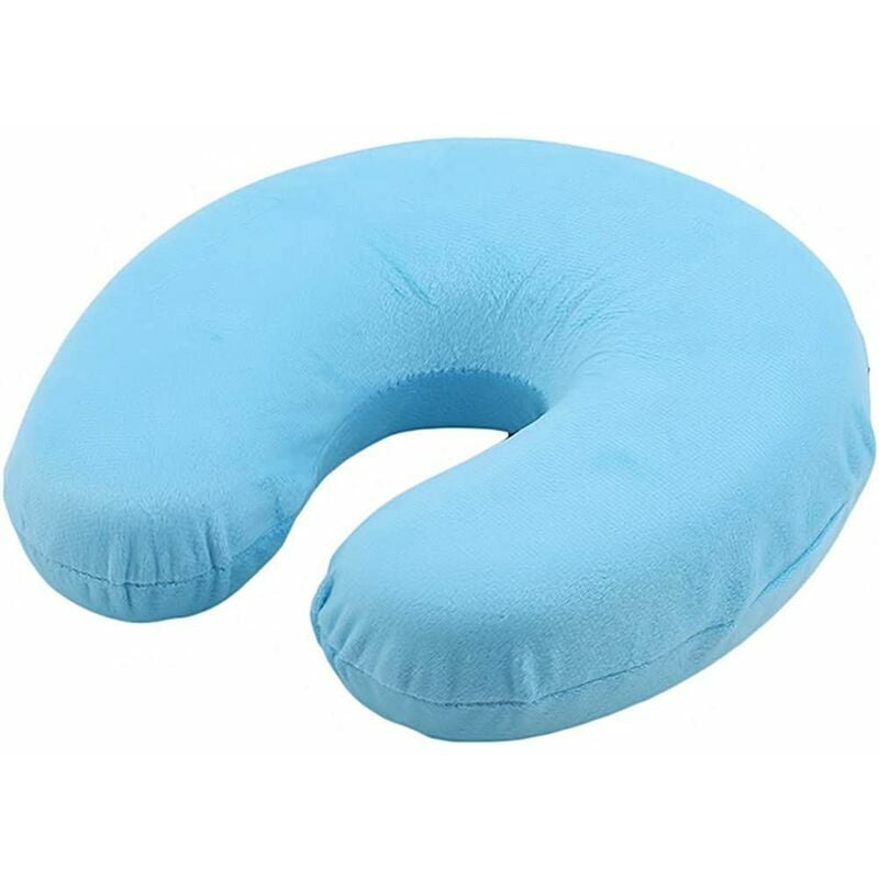 Ensoleille - Oreiller Mousse à mémoire en Forme de u Têtière cervicaux Pad épaule Cou Soutien de Massage Accessoires Coussin Voyage.Bleu Ciel,