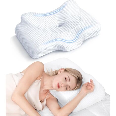 Oreiller orthopédique cervical réglable pour soulager les douleurs cervicales, conception creuse, mousse à mémoire de forme non parfumée avec housse rafraîchissante, support profilé pour les dormeurs 